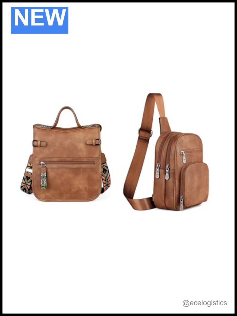 Structured Crossbody Sling Bag with Jacquard Webbing Detachable Strap for Women
